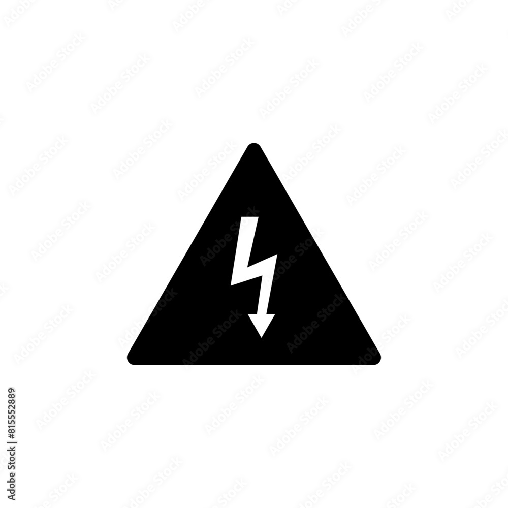 Poster high voltage attention, electric danger flat vector icon. simple solid symbol isolated on white back