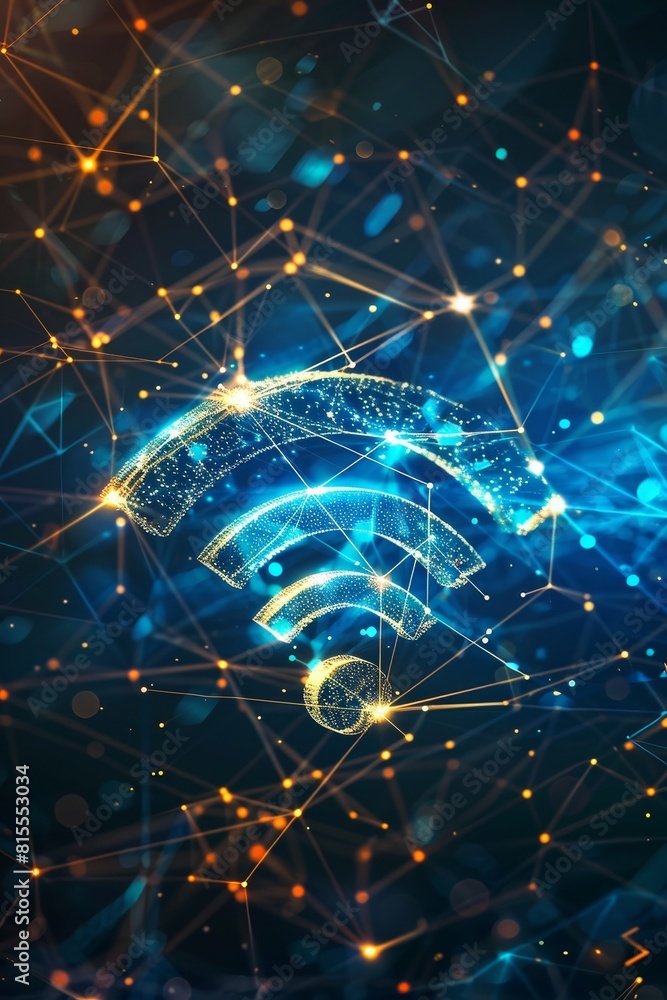 Poster wireless network and connection wifi symbol