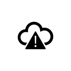 Warning Cloud Computing, Ddos Attack flat vector icon. Simple solid symbol isolated on white background. Warning Cloud Computing, Ddos Attack sign design template for web and mobile UI element