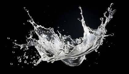 Water splash in the air on black background