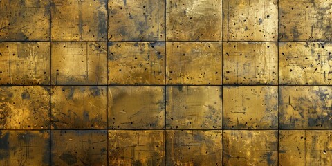 Golden metal blocks with rustic texture