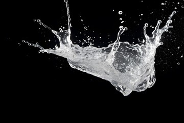 Water splash in the air on black background