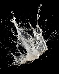 Water splash in the air on black background