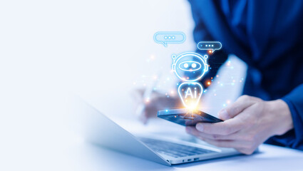 smart robot chat conversation. chatbot generates the information command prompt digital technology. concept of bot artificial intelligence open for customers. development of AI business communication