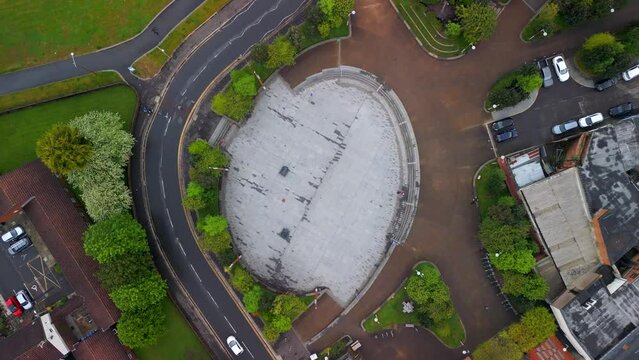 Aerial shot over CS Lewis Square in East Belfast, Northern Ireland.

The camera begins wide and pushes in to reveal the square.

Produced in 4K, 60fps and in Rec709 color space.