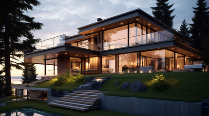 Modern house with panoramic windows