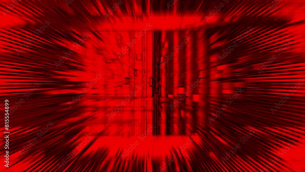 Poster animation background with flashy fast red and black abstract shapes, stripes and energy lines
