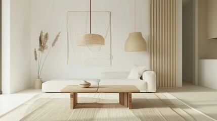 Minimalist living room with serene neutral tones
