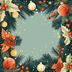 Christmas and New Year seasonal social media background design in square with blank space for text