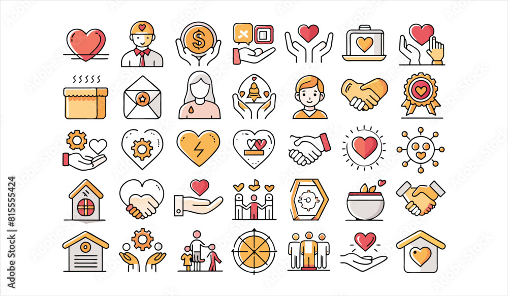 Wall mural a set of Altruism icon. Solid icon collection, Editable stroke. Vector illustration.