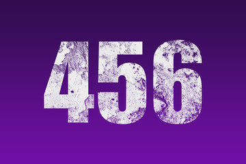 flat white grunge number of 456 on purple background.