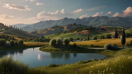 Obraz premium Journeying Through Tuscany's Summer Landscape