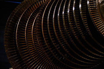 Close-up of a large impeller used in hydroelectric generator equipment