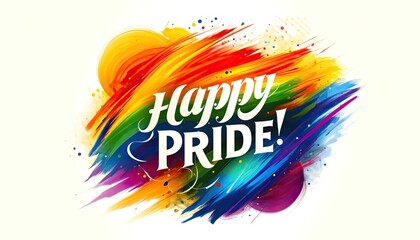 Vibrant Abstract Artwork Celebrating Pride with 'Happy Pride!' Caption