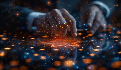 Businessman in suit engaging with futuristic technology interface