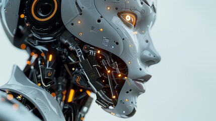 Fototapeta premium Generate a photo of a realistic robot head