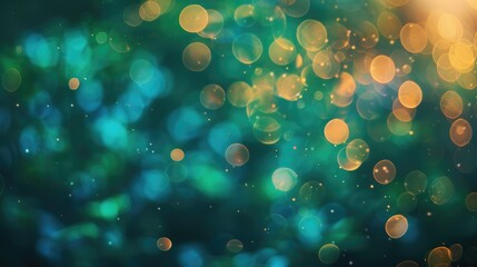 Abstract background with blue and green bokeh lights