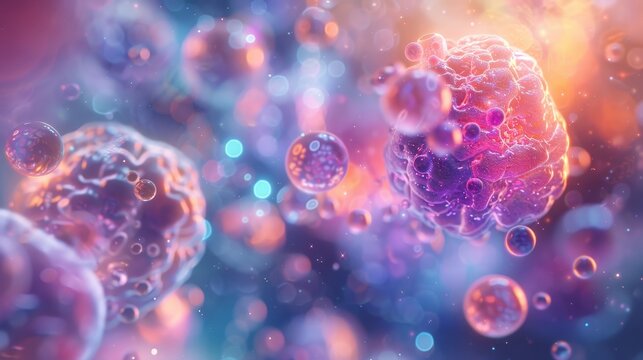 Microscopic image of cancer cells.