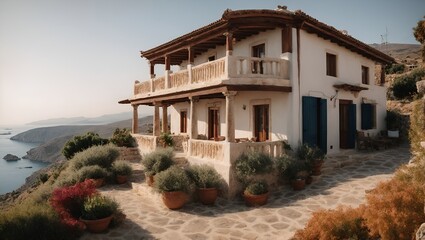 traditional greek house HD 8K wallpaper Stock Photographic Image 