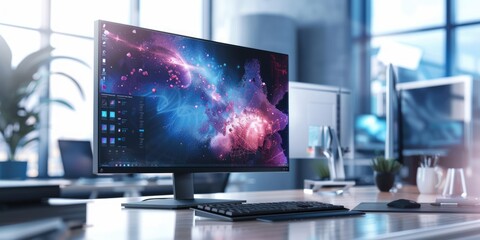 Naklejka premium modern work place in office with 24