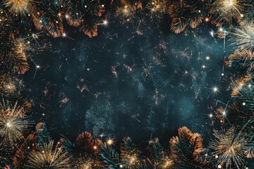 Celebration fireworks display on dark sky background