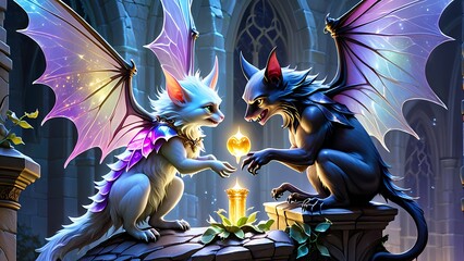 Halloween fantasy dragons digital art