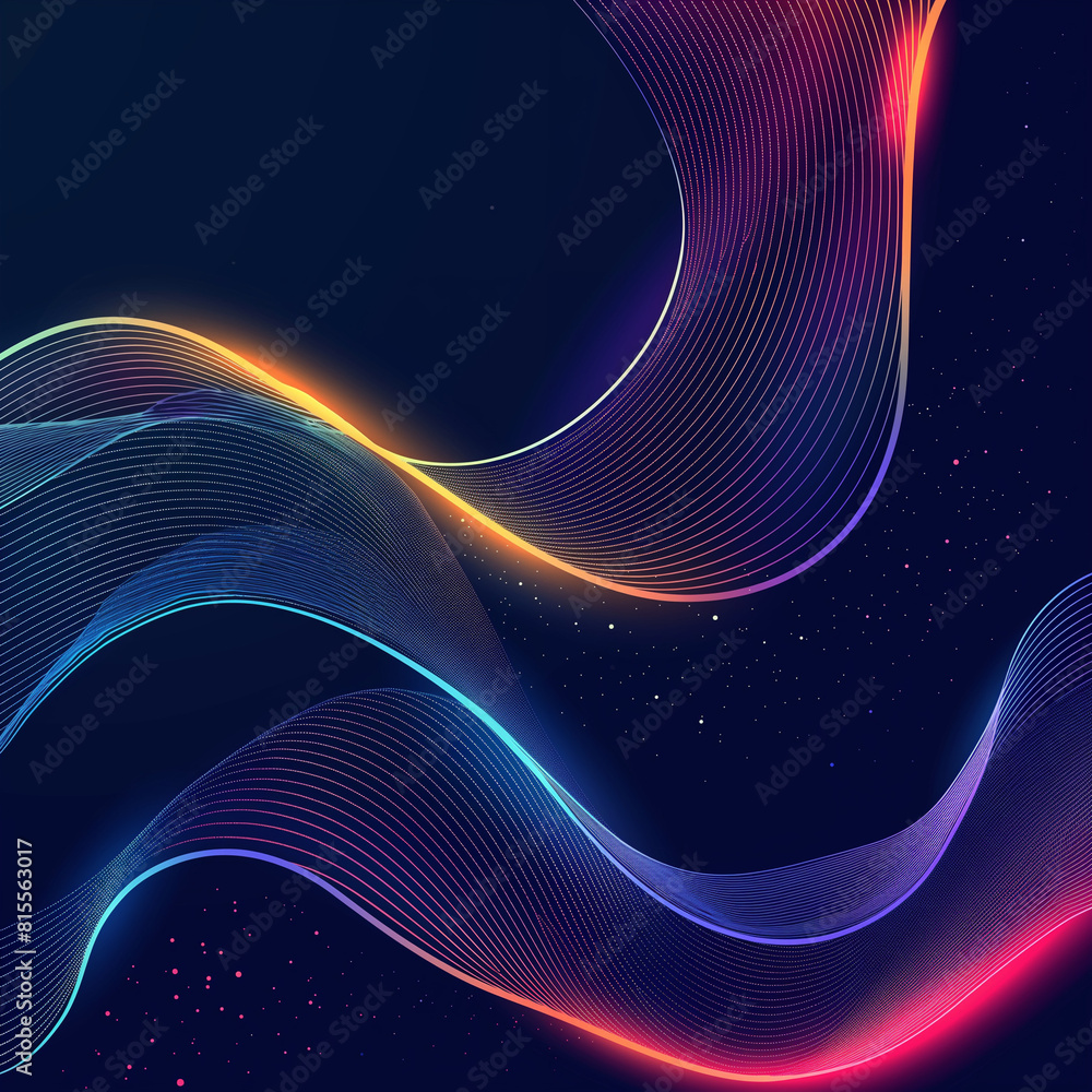 Poster abstract blue wave background, abstract background with circles, abstract background with glowing ci