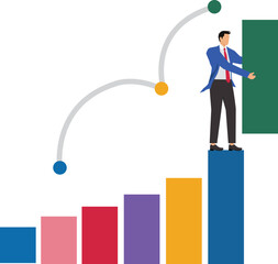Build a ladder of success, businessman building staircase from beam to progress ascending business growth, self development or career growth and job position improvement, efforts to growing business