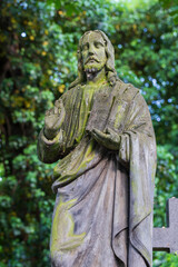 Fototapeta premium Historic Statue on the mystery old Prague Cemetery, Czech Republic