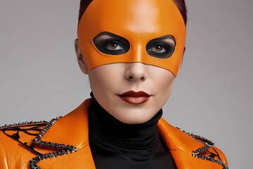 Portrait of an woman wearing halloween costume and mask, Female model photoshoot