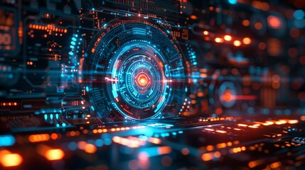 Obraz premium Time Traveler's Portal: A Luminous Journey Through Circles and Dots