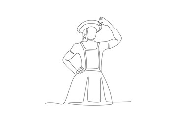 Women who take part in the Sao Joao event. Sao joao concept one-line drawing