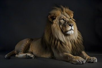 Majestic male lion posing elegantly