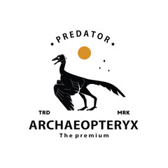 vintage hipster dinosaur, archaeopteryx logo vector silhouette art icon © Artoniumw