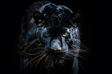 Majestic black panther in the dark