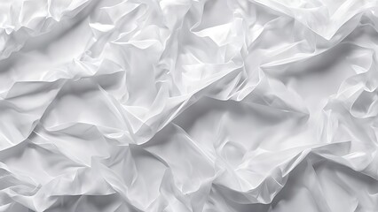 Obraz premium Abstract seamless cellophane horizontal background. Glossy crumpled texture, white color