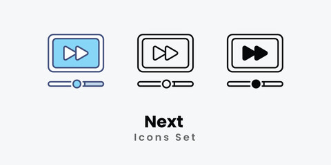 Next Icons thin line and glyph vector icon stock illustration