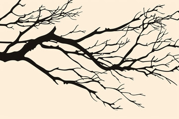Minimalist black and white design of bare tree branches