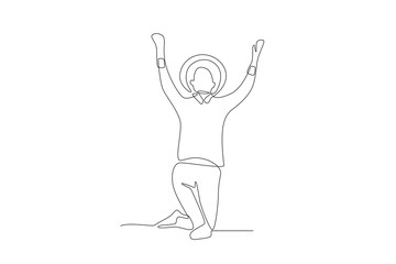 A man dancing at a Sao Joao event. Sao joao concept one-line drawing