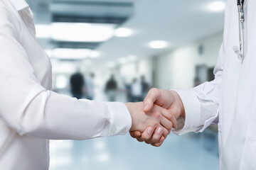 Doctor shaking hands with patient.