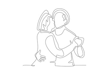 Dancing couple. Sao joao concept one-line drawing