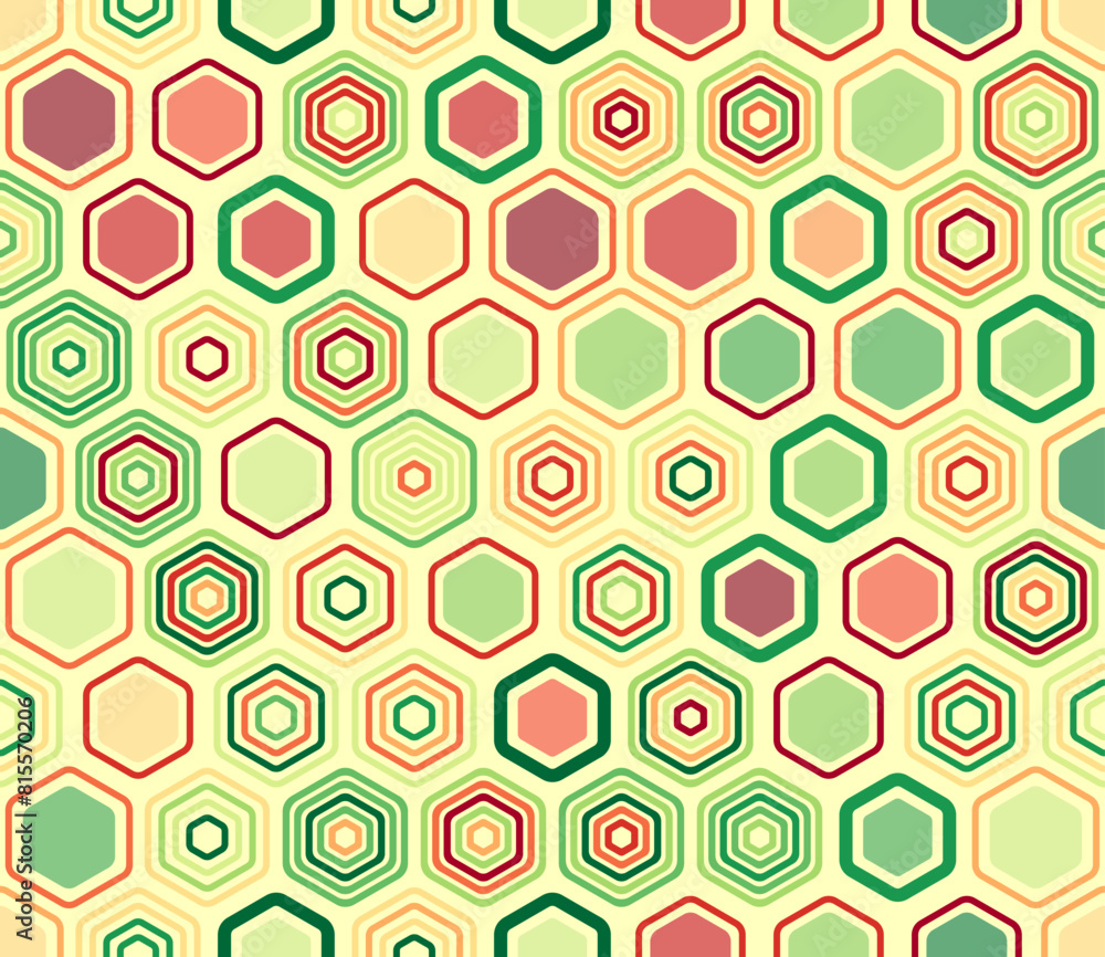 Poster tileable geometric pattern. geometric elements of varied style and color. honeycomb cells. tileable 