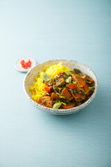 Spicy Basmati rice with vegan curry