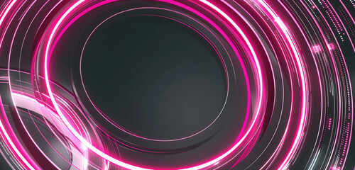Modern tech design neon pink, charcoal grey circles.
