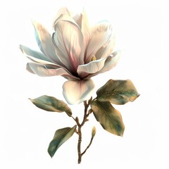 A photo of Magnolia , single object , Di-Cut PNG style , isolated on white background
