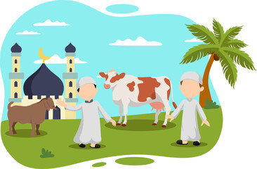 Handing Over Sacrificial Animals On Eid Al-Adha