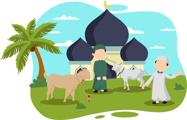 Fototapeta premium Handing Over Sacrificial Animals On Eid Al-Adha