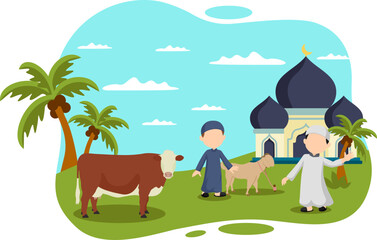 Obraz premium Handing Over Sacrificial Animals On Eid Al-Adha