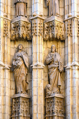 Medieval exterior architectural features in Seville Cathedral, Spain