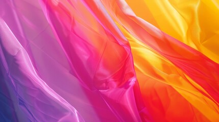 A close-up of a neon rainbow flag with bright, vivid colors for Pride Month